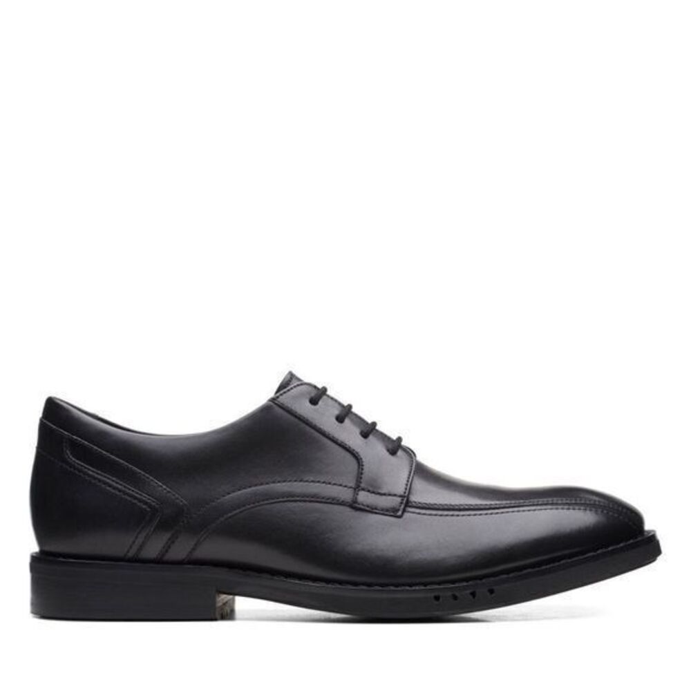 Clarks Un Hugh Way Black Leather Shoes Size 7.5 M